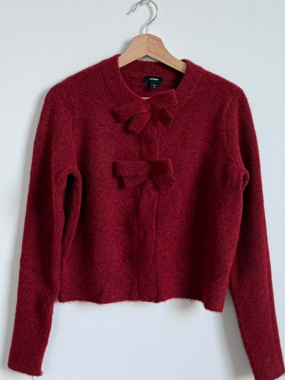 Express Women's Red and Burgundy Jumper